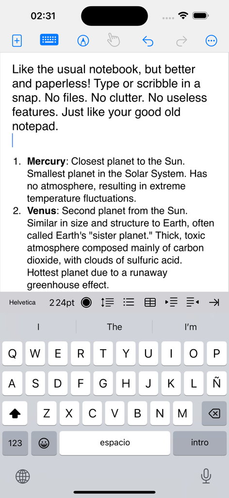 Quick Notes - PDF Easy Notes! - Quick Notes app on iPhone featuring a clean interface for typing and formatting notes.