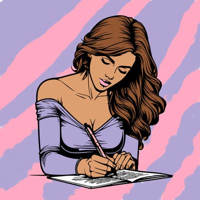 realistic female writing poetry