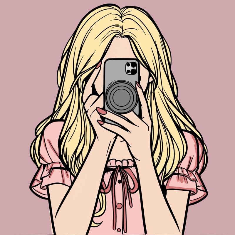 a realistic girl holding her phone taking pictures