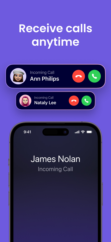 Second Phone Number: 2nd eSIM - セカンド電話回線の着信通知を示すiPhone画面