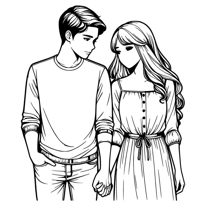 man and woman holding hands realistic