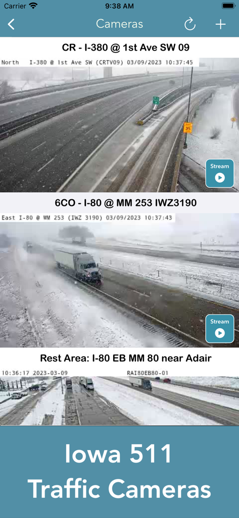 Iowa 511 Traffic Cameras - Live traffic camera views of snowy highway conditions in Iowa