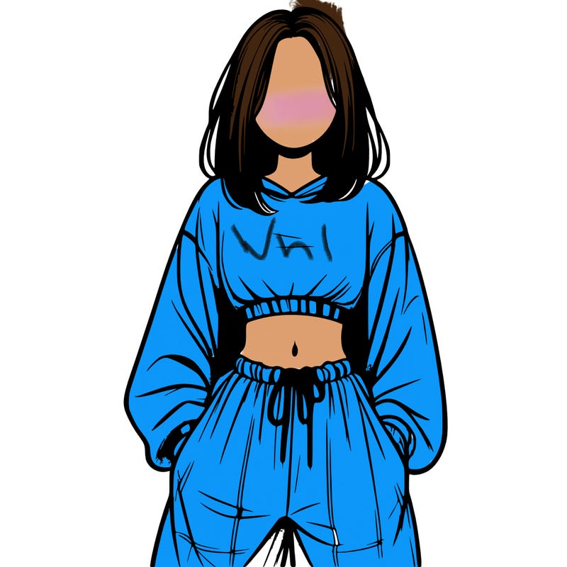 realistic girl faceless with baggy pants and a crop top