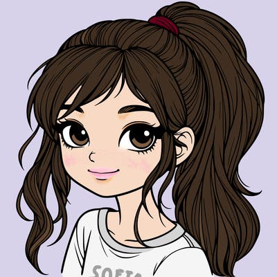 realistic girl with ponytail