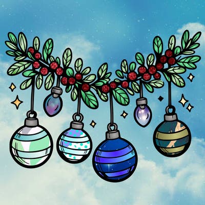 christmas garland with big bulbs