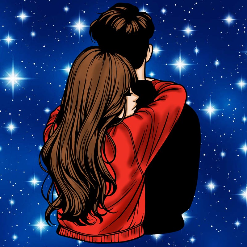 realistic girl hugging boyfriend from back