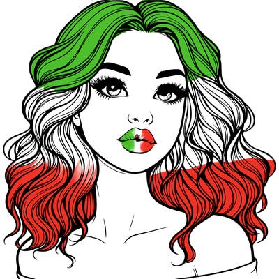 realistic girl with wavy hair and lips