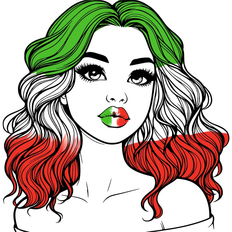 realistic girl with wavy hair and lips