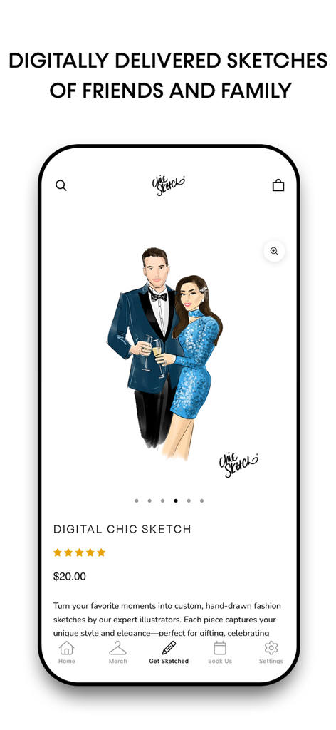 Chic Sketch - Digital hand drawn fashion illustration of a couple on the Chic Sketch mobile app