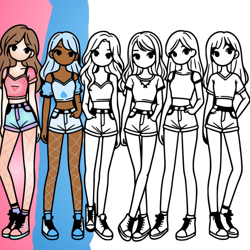 a group of girls wearing crop tops and shorts