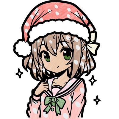 anime girl wearing a santa hat