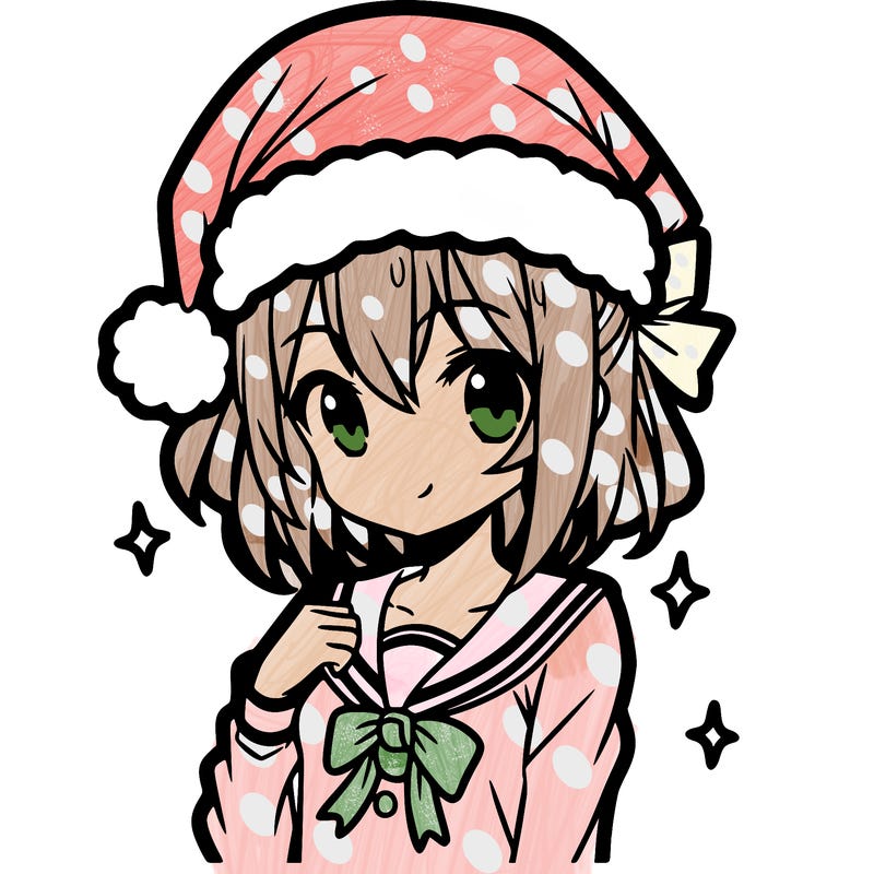 anime girl wearing a santa hat