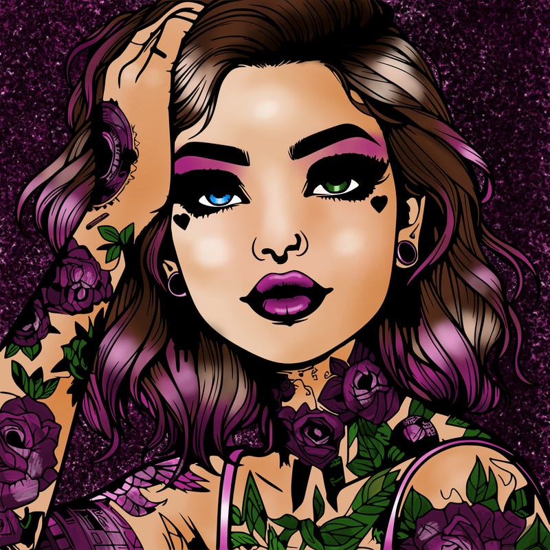 realistic girl with tattoos all over