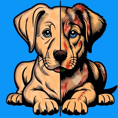 realistic dog split picture