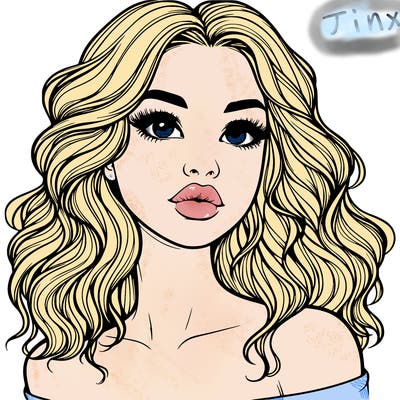 realistic girl with wavy hair and lips