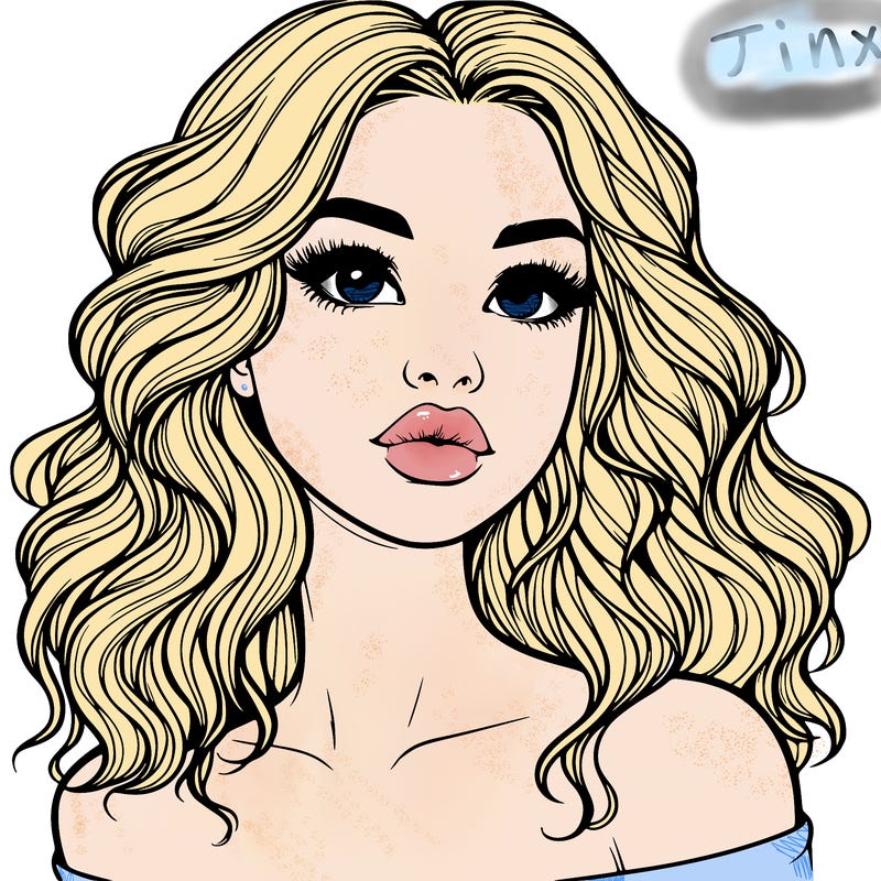 realistic girl with wavy hair and lips