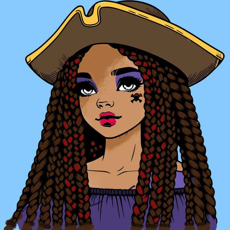 realistic girl with box braids and i realistic pirate hat