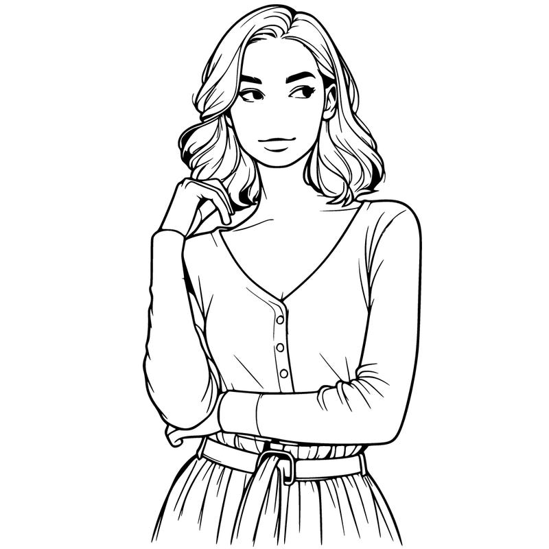 realistic woman model posing alone