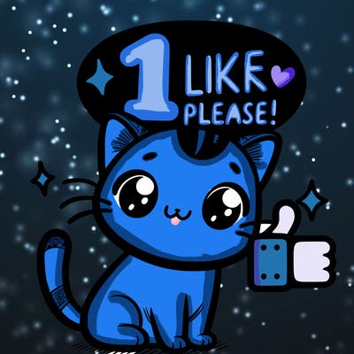 cute cat saying 1 like please