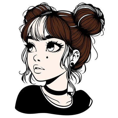 realistic girl with spacebuns