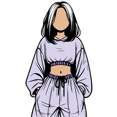 realistic girl faceless with baggy pants and a crop top