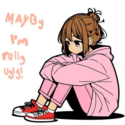 sad anime girl sitting alone