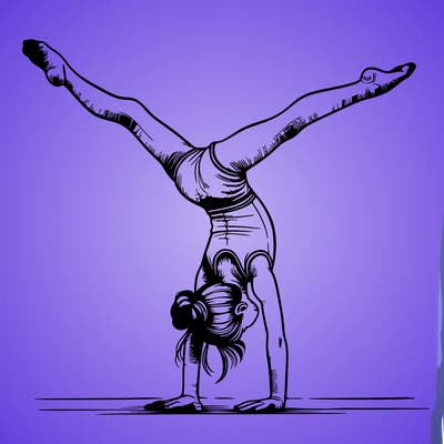 realistic gymnastic hand stand girl in four splits