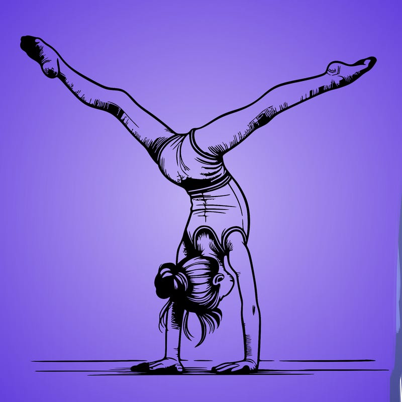 realistic gymnastic hand stand girl in four splits