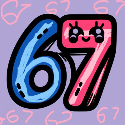 the numbers 67