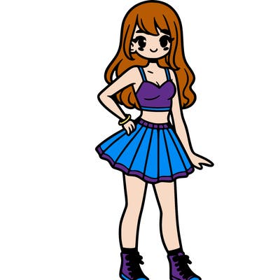 girl with a skirt and a crop top