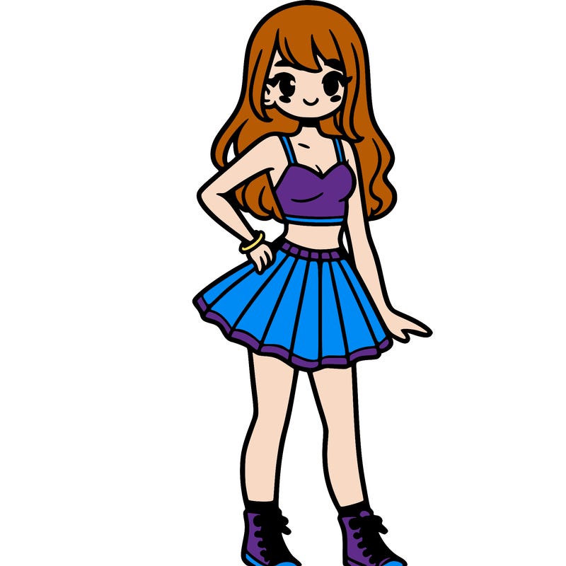 girl with a skirt and a crop top