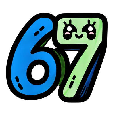 the numbers 67