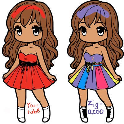 cute girl in a strapless shirt and short skirt