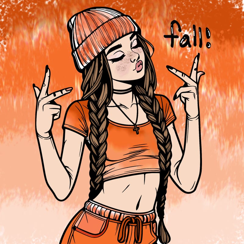 realistic teenage girl with braids and a beanie and crop top doing 🫶🏼