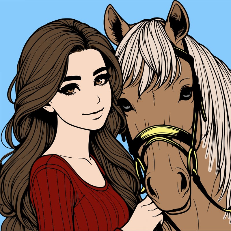 realistic girl with horse