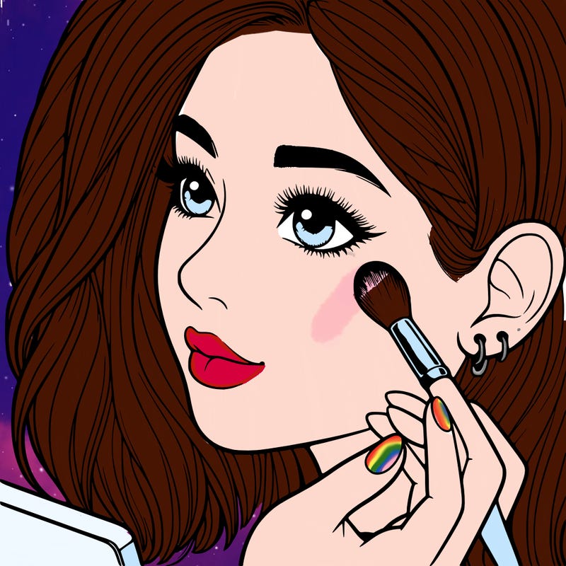 a realistic girl doing her makeup