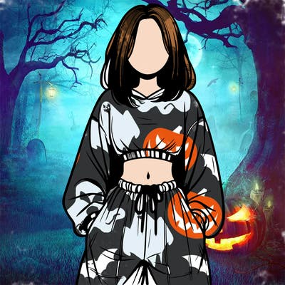 realistic girl faceless with baggy pants and a crop top