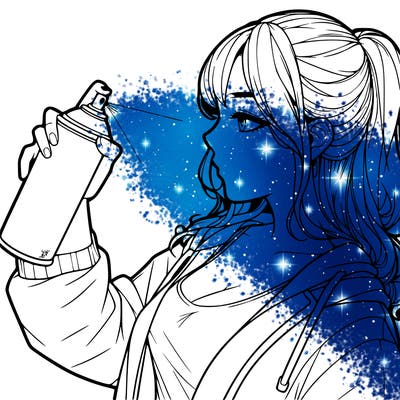 a realistic girl spray, painting