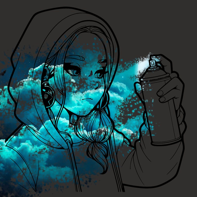 a realistic girl, spray painting