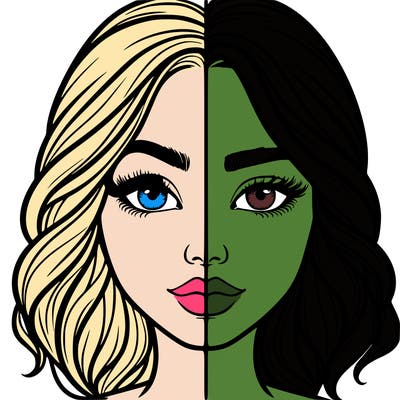 realistic girl split half