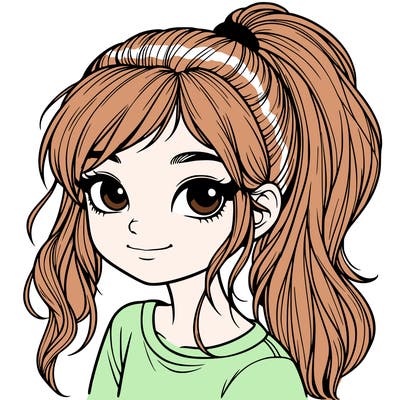 realistic girl with ponytail