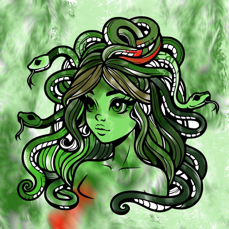 realistic medusa with snakes in her hair