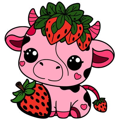 cute strawberry cow