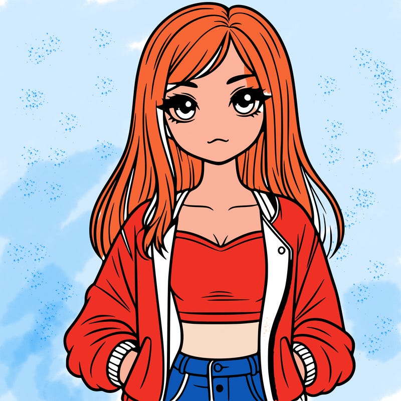 girl with long hair a crop top and a jacket