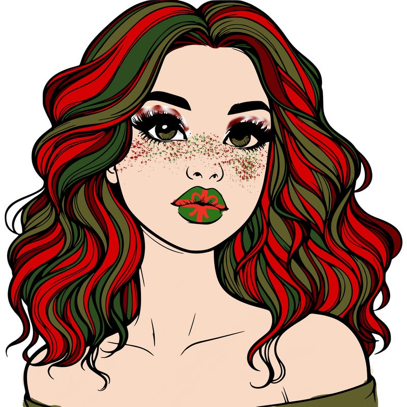 realistic girl with wavy hair and lips
