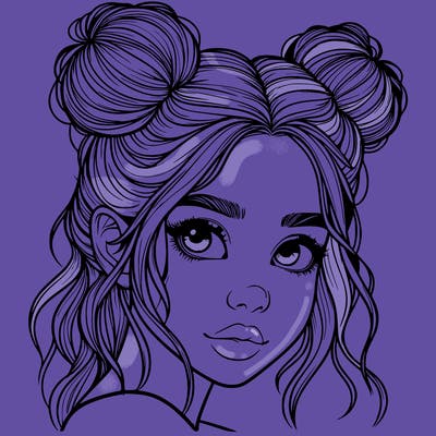 realistic girl with hair buns on her head