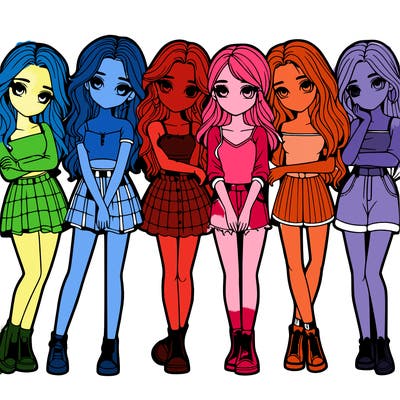 a group of girls realistic