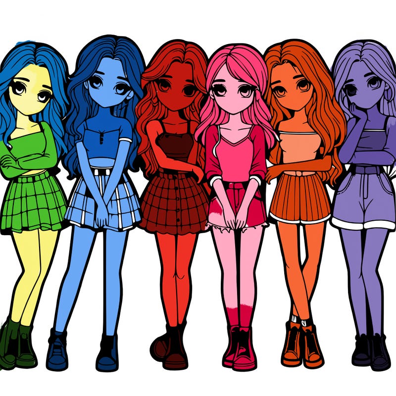 a group of girls realistic