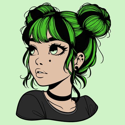 realistic girl with spacebuns