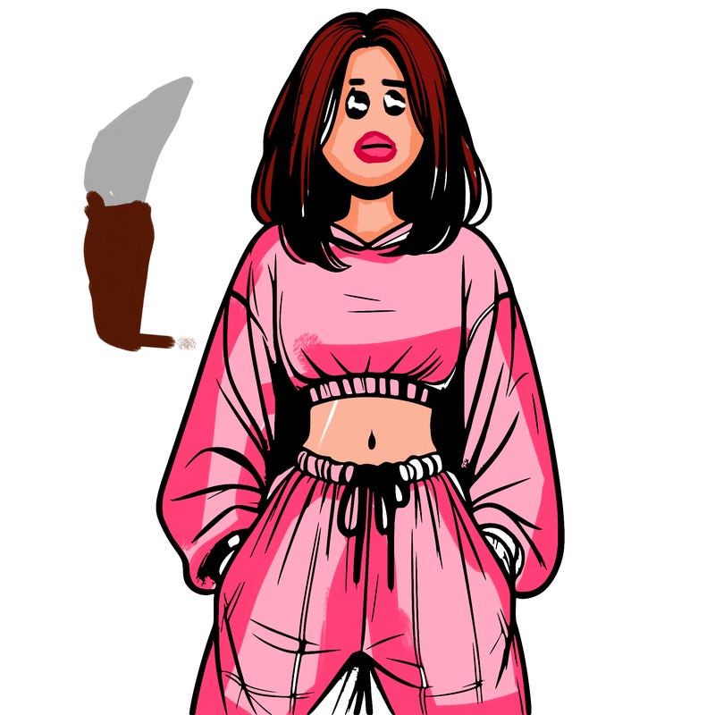 realistic girl faceless with baggy pants and a crop top